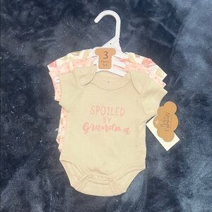 Baby Essentials Beige and Pink Bodysuit Set